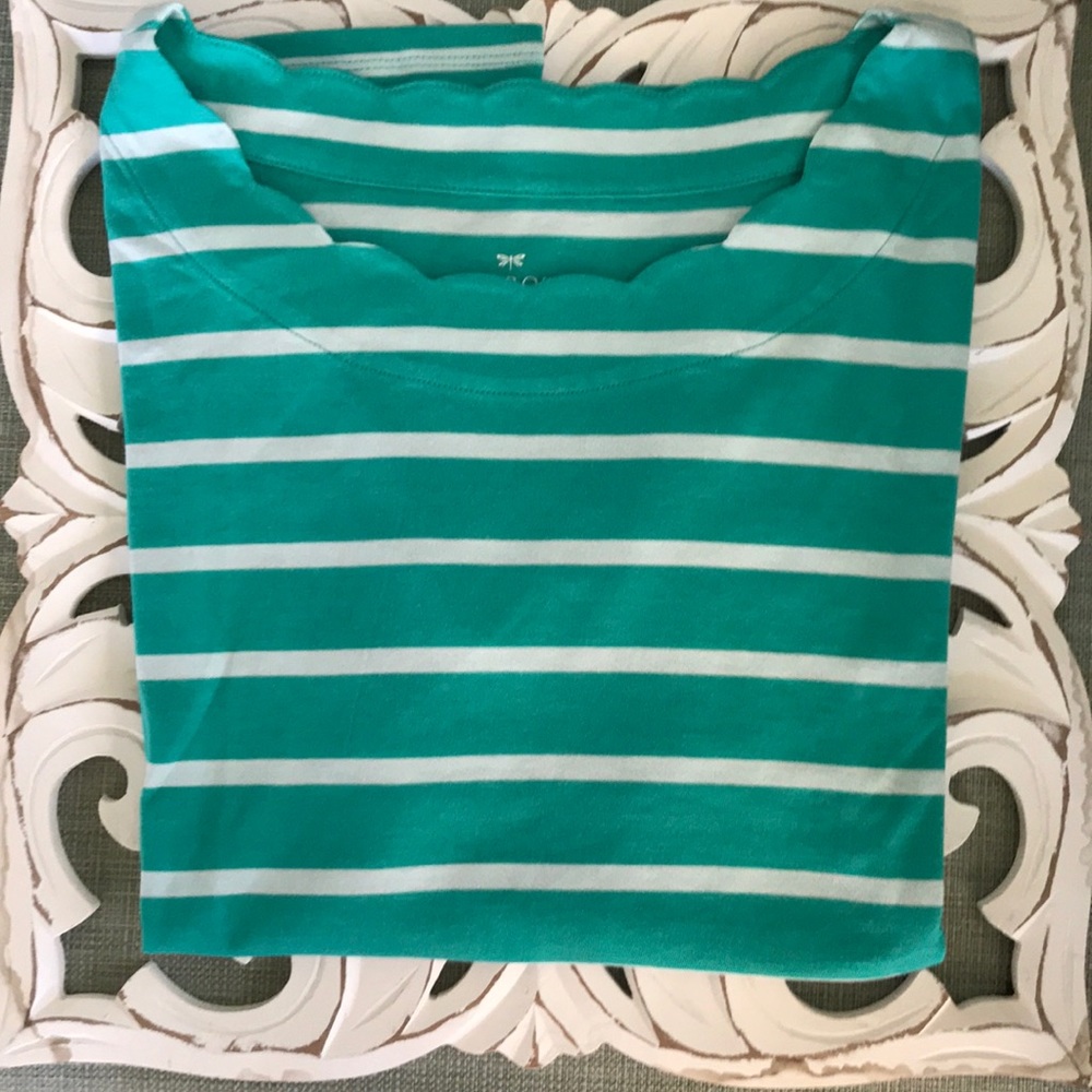 Talbots Scalloped Neck Short Sleeve Tee